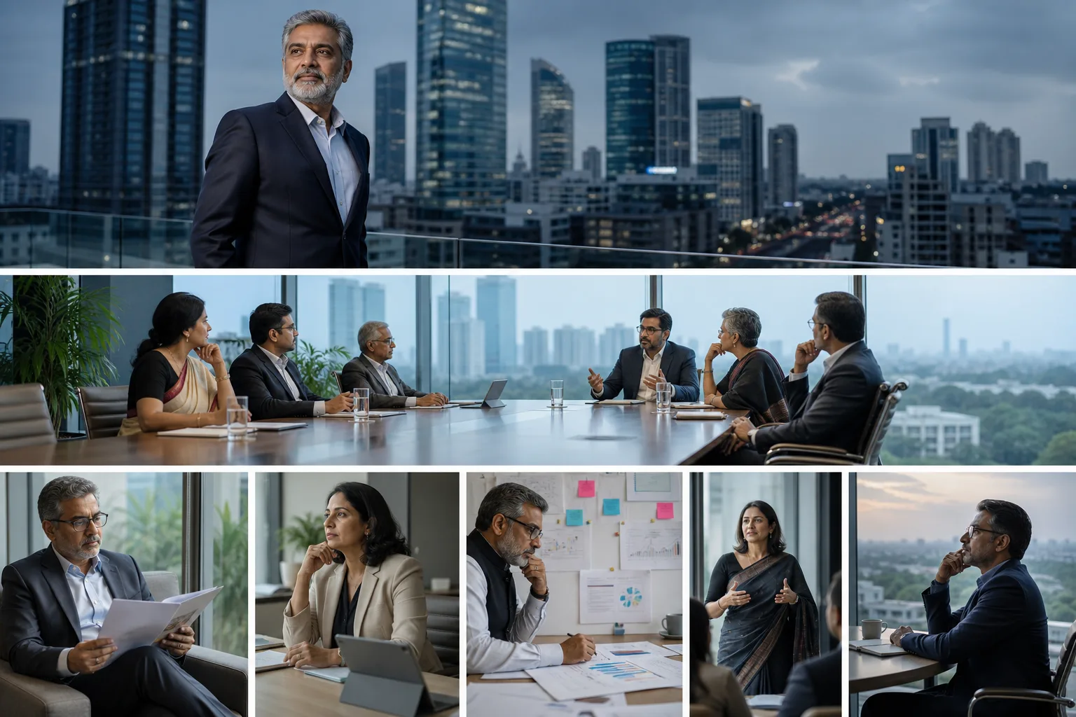 Panoramic view of a leadership strategy discussion in India